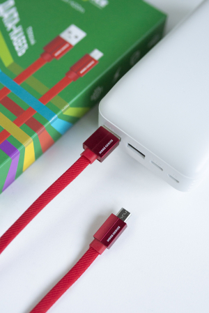 Купить Дата-кабель USB 2.1A для micro плоский USB More choice K20m нейлон 1м (Red)